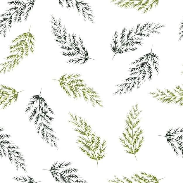 Seamless pattern background vector illustration of branches with leaves berries for decoration