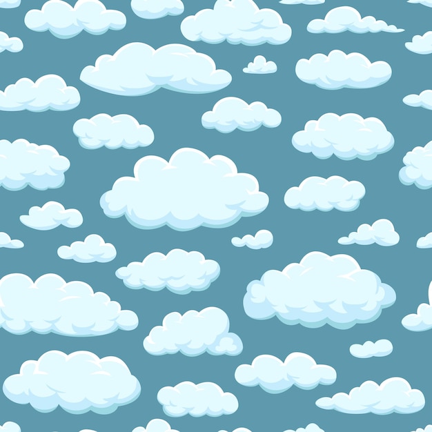 Seamless pattern Clouds of different shapes in the sky for your web site design UI app Meteorology and atmosphere in space