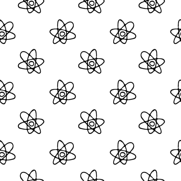 seamless pattern hand drawn atom doodle. sketch back to school, icon. decoration element. isolated on white background. vector illustration.