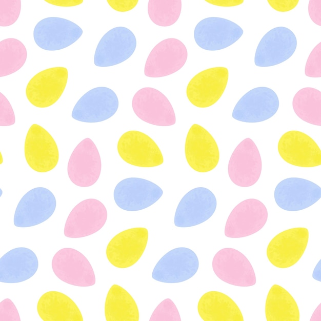Seamless pattern of bright colorful Easter eggs in trendy soft shades Happy Easter Hand drawn EPS