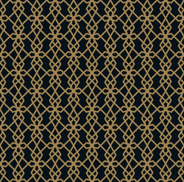 seamless pattern of intersecting thin gold lines on black background abstract seamless ornament