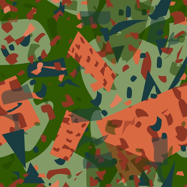 seamless pattern terrazzo style abstract geometrical figures multicolor vector