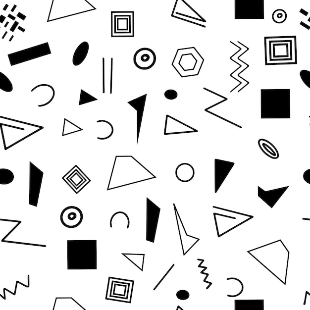 seamless pattern, various geometric shapes on a white background - vector illustration