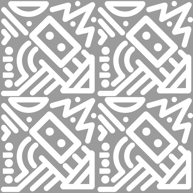 Seamless pattern with abstract geometric elements hand drawn doodle style