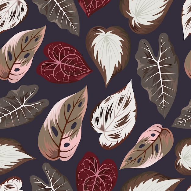 Seamless pattern with beautiful exotic tropical leaves