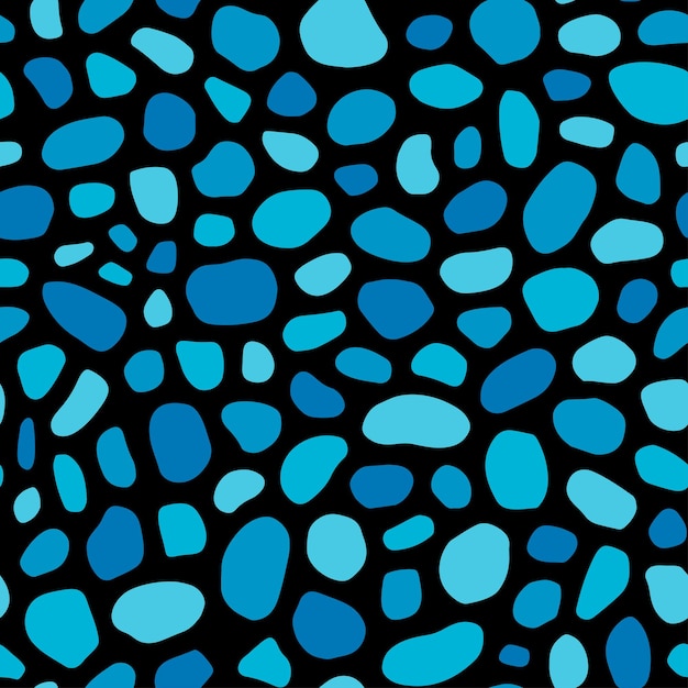 Seamless pattern with blue spots and black background