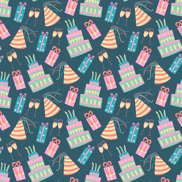 seamless pattern with cake in vector