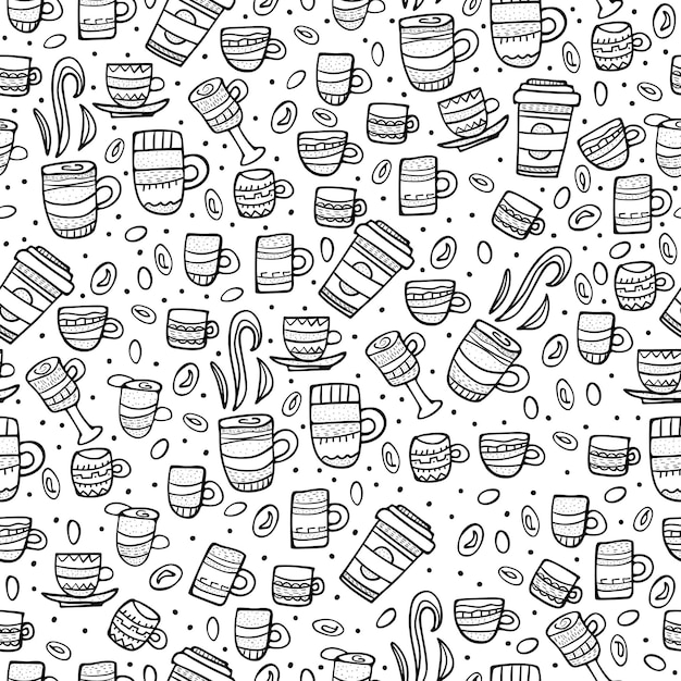Seamless pattern with coffee Vector illustration