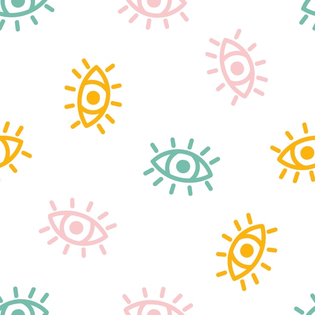 Seamless pattern with colorful eyes
