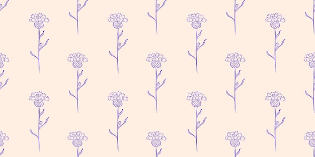 Seamless pattern with cornflower Spring or summer background Packaging design textiles in retro rustic style Vector illustration