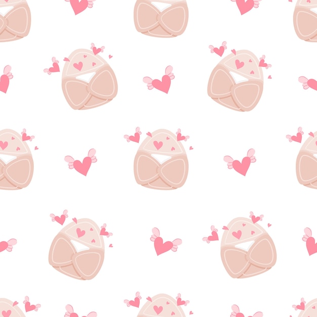 Seamless pattern with cute cartoon envelopes and hearts