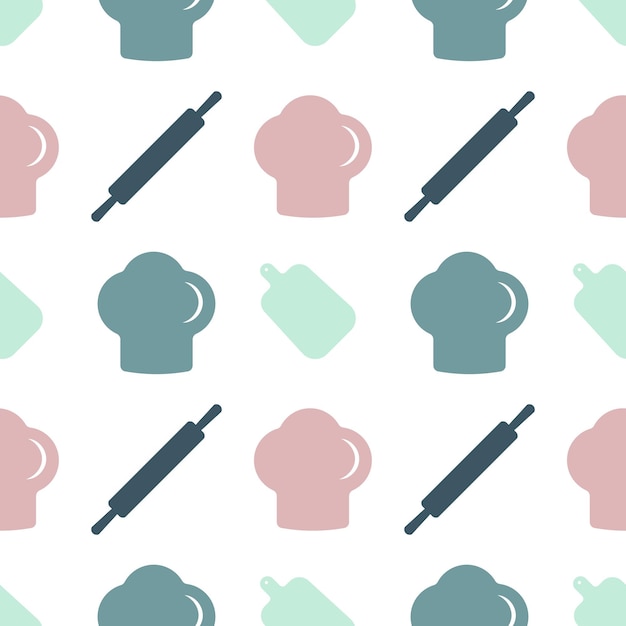 Seamless pattern with elements of kitchen utensils in pastel colors For packaging paper design