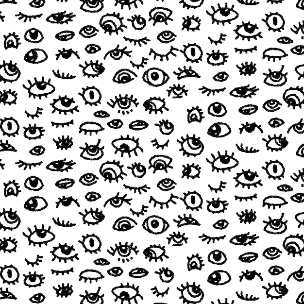 seamless pattern with eyes and eyelashes hand drawn ink illustration ornament for wrapping paper