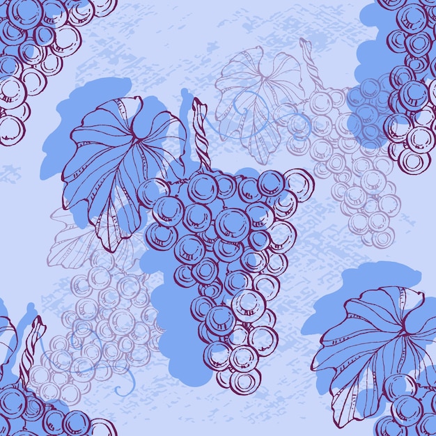 seamless pattern with grape branch