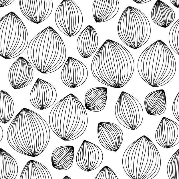 Seamless pattern with hand draw abstract elements in doodle style as leaves or flowers. Vector illus