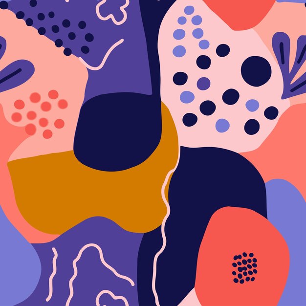 Seamless pattern with hand drawn abstract shapes Vector illustration