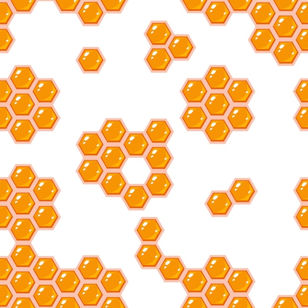 Seamless pattern with honeycombs on a white background Vector illustration drawing Kitchen textile