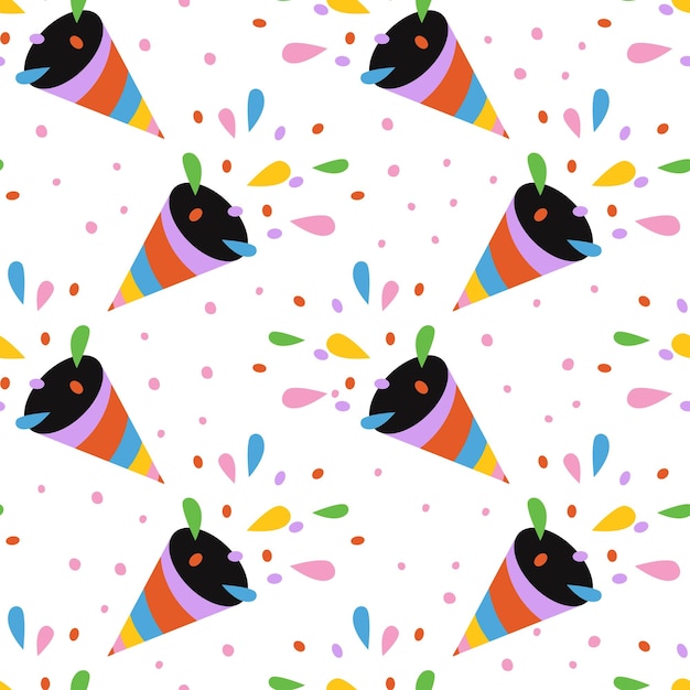 Seamless pattern with party popper vector illustration