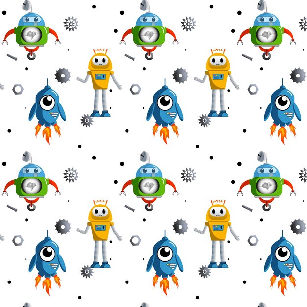 Seamless pattern with robots pattern with robots robot pattern vector robots