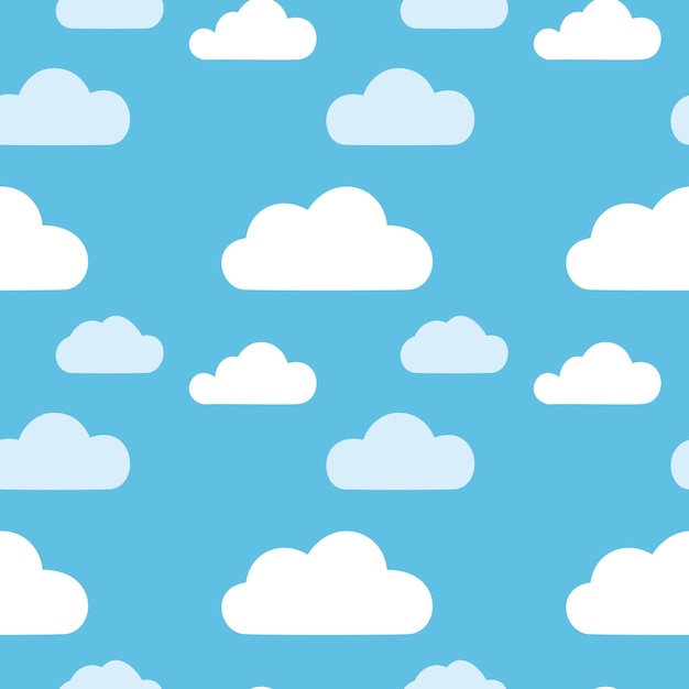 Seamless pattern with white cloud on blue background Pattern for your design