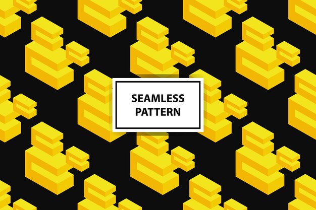 seamless pattern with yellow cubes on black background vector illustration
