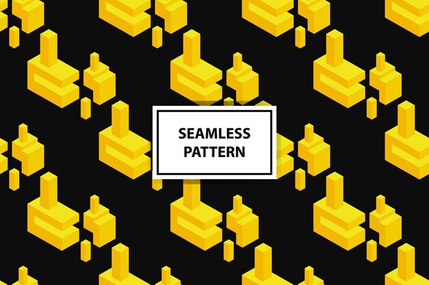 seamless pattern with yellow cubes on black background vector illustration