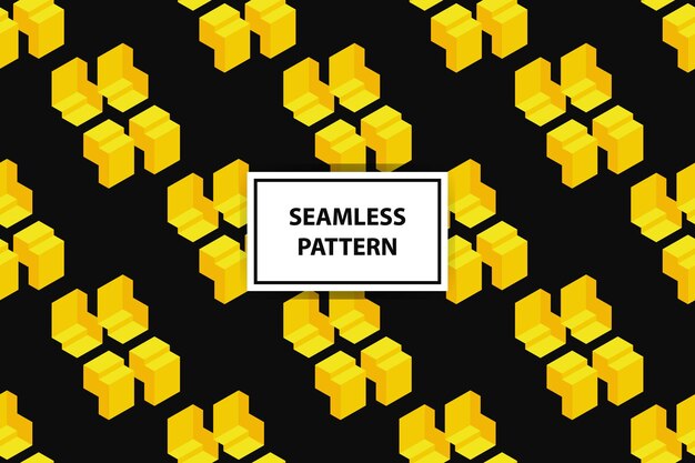 seamless pattern with yellow cubes on black background vector illustration