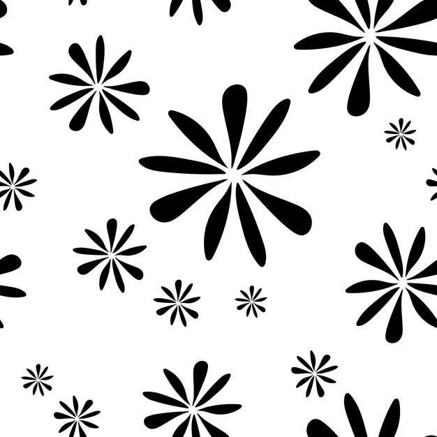seamless simple pattern of black flowers abstract texture vector floral print seamless blackwhite abstract pattern