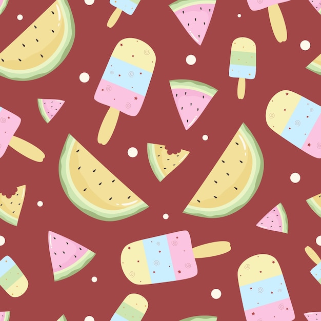 seamless summer pattern with cute ice cream background
