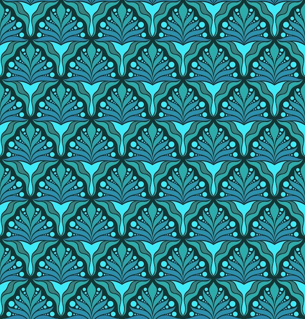 SEAMLESS VECTOR BACKGROUND IN ART NOUVEAU STYLE WITH LIGHT BLUE FLORAL ELEMENTS