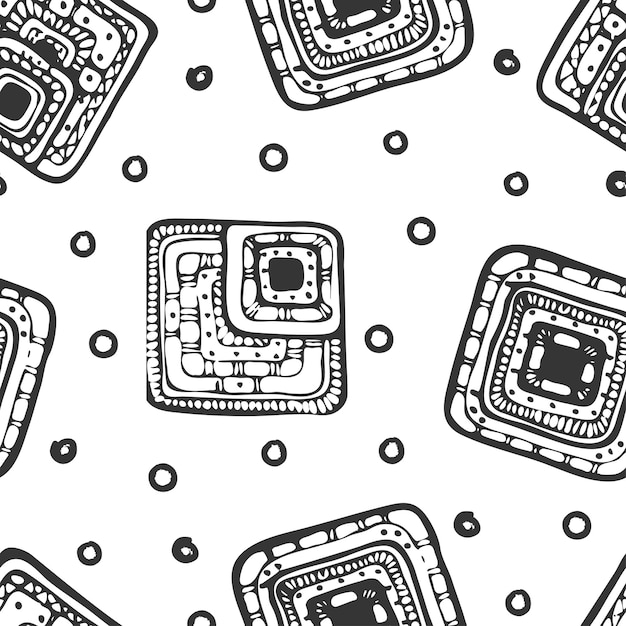 Seamless vector pattern in tribal style Ethnic background with doodle elements