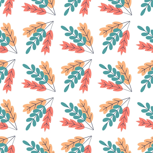 Seamless vector pattern with abstract leaves Leaf texture endless background