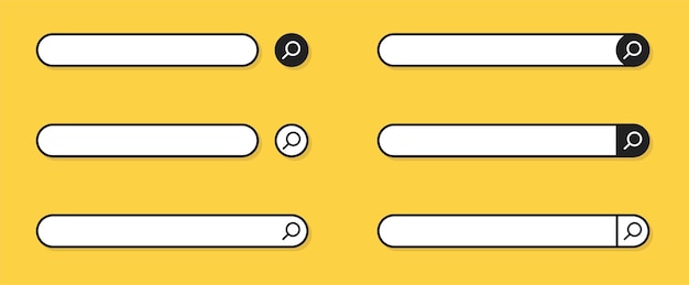 Search bar boxes set in flat style on yellow background Search bar icons Vector EPS 10
