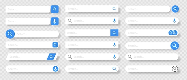 Search Bar for ui design and web site Search Address and navigation bar icon Collection of search form templates for websites Vector illustration on a white background