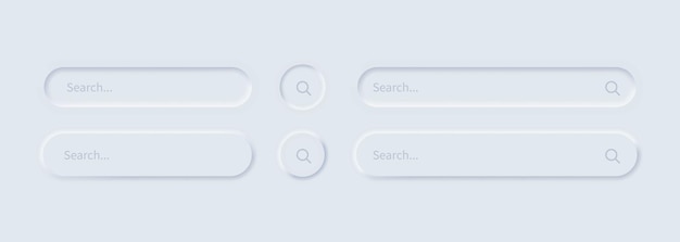 Search bar icon set or browser window in neumorphism style