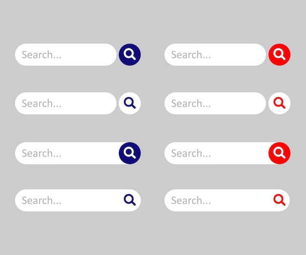 Search bar icons. set of search website bar