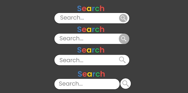 Search here. Search bar. Search bar vector icons in flat design, isolated on transparent back
