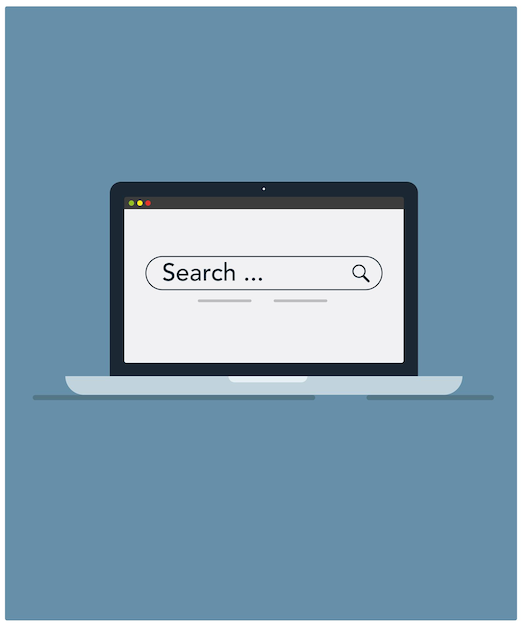 Search in laptop stock illustration