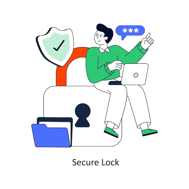 Secure Lock Flat Style Design Vector illustration Stock illustration