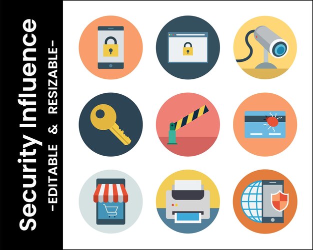 Security And Technology Icons Collection Flat Design Vector Illustration Set
