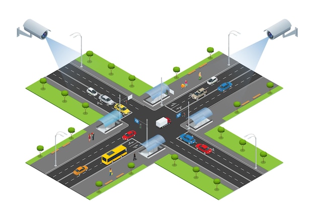security camera detects the movement of traffic traffic monitoring cctv