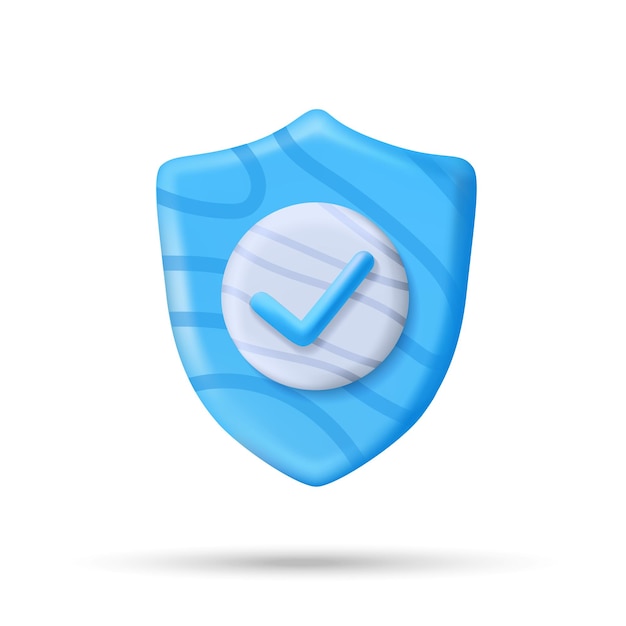 security guaranteed icon shield with ok icon isolated on white check mark 3d icon vector