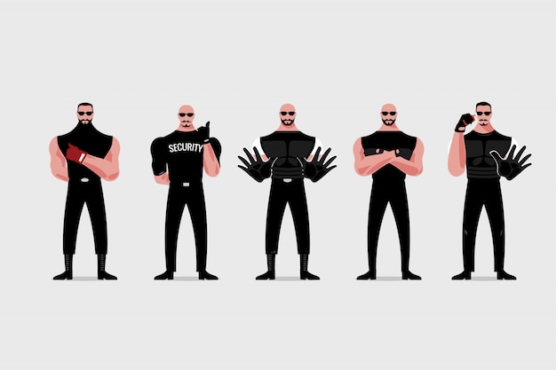 Security Guard or Bouncer in Black Suit and Sunglasses
