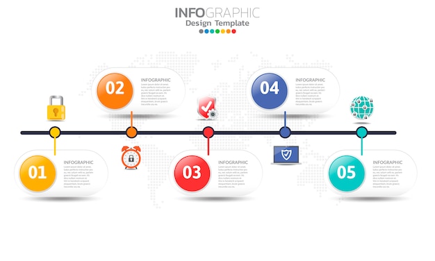 Security infographic with icons and 5 options