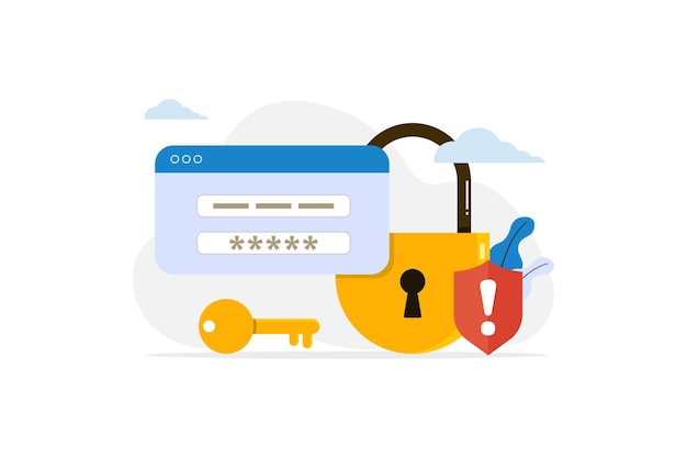 security shield lock password protection against cyber crimes data encryption or privacy confidential