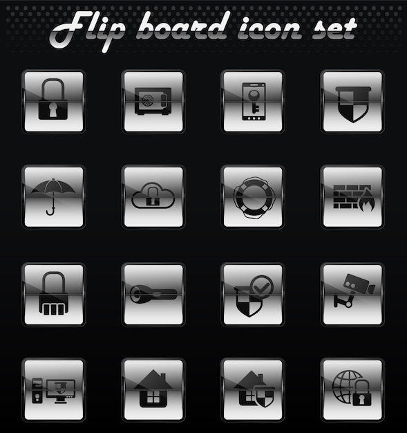 Security vector flip mechanical icons for user interface design