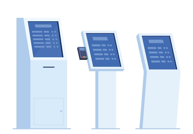 selfservice payment and information electronic terminal with touch screen set of elements