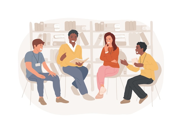 Seminar isolated cartoon vector illustrations group of teens having discussion at the seminar with