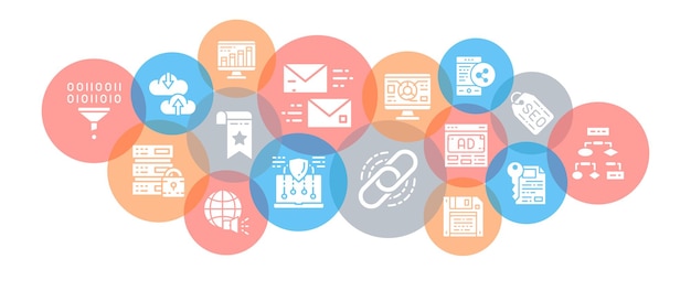SEO design illustration concept Bookmark Hosting Hyperlink Data web banner for print advertisement
