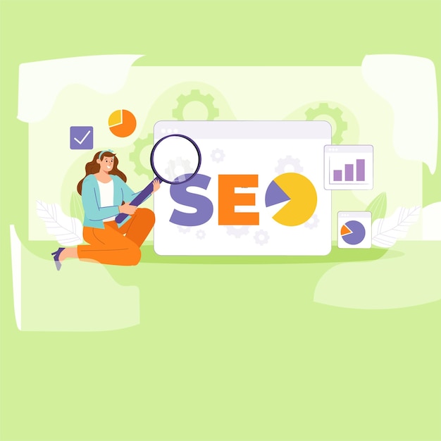 SEO Optimization and Analysis Illustration for Digital Marketing Campaigns